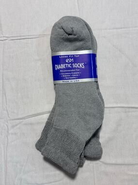 CSM Diabetic Socks Gray Loose Fit Top Size 10-13 Made in USA New Mens Womans